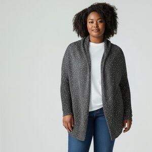 Liz Claiborne Women’s XL waterfall open front cardigan! Black and white 2 toned!